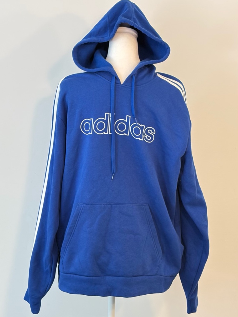 adidas Royal Blue Hooded Sweatshirt with White Stripes